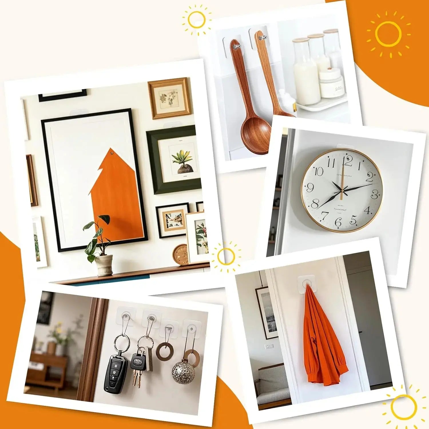 BUY 10 GET 10 FREE 20PCS Adhesive Frame Hooks Wall Mount Self-Adhesive Hooks Suitable for Bathroom and Kitchen Decoration