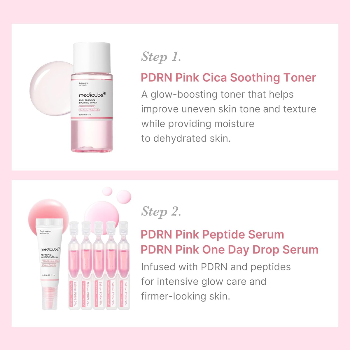 Medicube Salmon DNA PDRN Trial Kit | Glass Glow Mini Skincare Set with Toner, Se