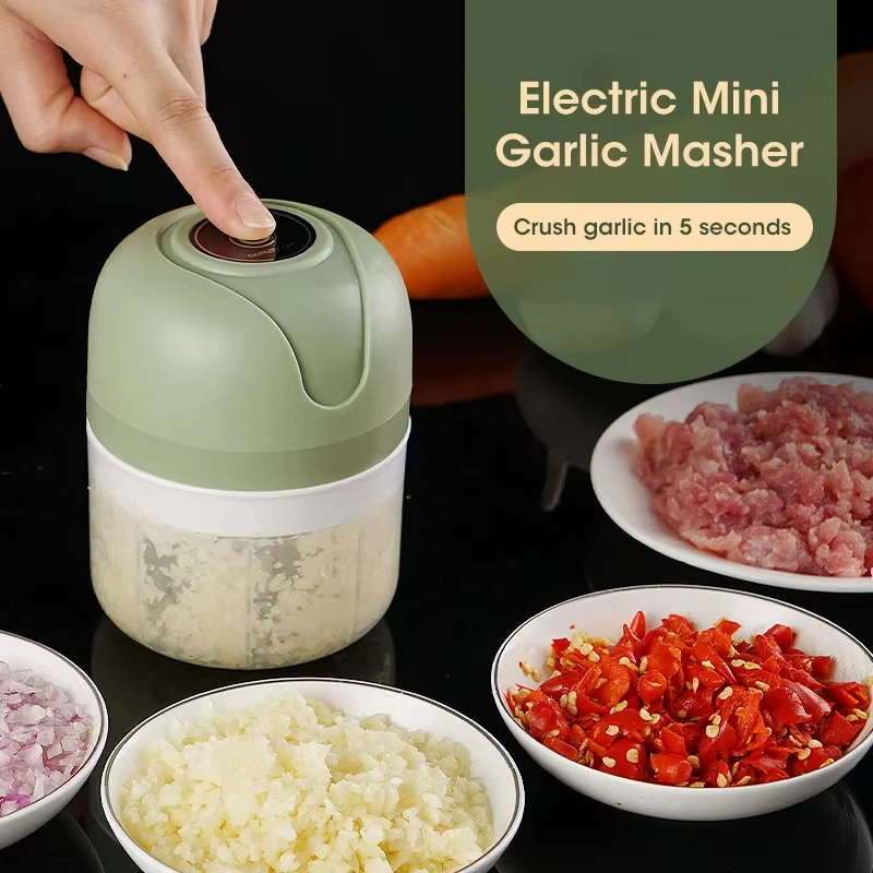 250Ml Garlic Masher Crusher Electric Kitchen Food Chopper USB Portable Meat Grinder Vegetable Chopper for Kitchen Gadgets