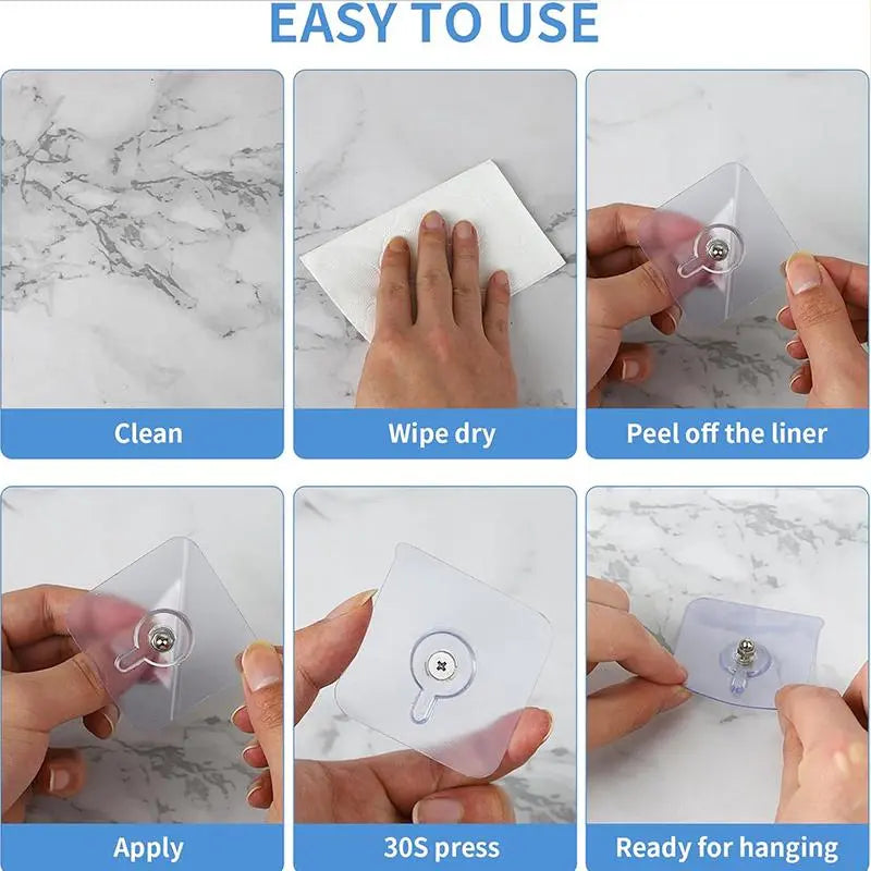 BUY 10 GET 10 FREE 20PCS Adhesive Frame Hooks Wall Mount Self-Adhesive Hooks Suitable for Bathroom and Kitchen Decoration